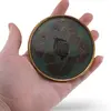 Tava decorativa vintage din alama, model geometric oriental emailat, 8cm, imagine 3