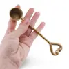 Lingura vintage din alama pentru topit ceara, maner cu inimioara, 14,5cm, imagine 3