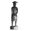Statueta vintage din lemn sculptat manual, barbat cu palarie traditionala, 44cm, imagine 2