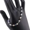 Bratara Cristal de stanca sfere 6mm si Safir albastru discuri fatetate 4-8mm cu Hematit sfere fatetate 2mm, imagine 2