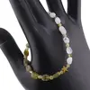 Bratara Peridot neuniform si sfere 3-6mm cu Piatra lunii neuniforma 6-8mm si steluta din Hematit auriu 6mm, imagine 2