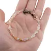 Bratara Piatra lunii piersica si gri banuti 5-6mm si Piatra Lunii alba sfere 4mm cu steluta din Hematit auriu 6mm, imagine 3