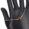 Bratara snur crem, Ochi de tigru sfera 8mm, imagine 2