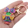 Breloc auriu bufnita emailata multicolora si ochi protectori, 12cm, imagine 3