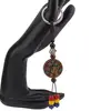 Breloc tibetan rotund cu model OM, margele rosii galbene albastre, 14cm, imagine 2