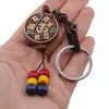 Breloc tibetan rotund cu model OM, margele rosii galbene albastre, 14cm, imagine 3