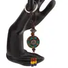 Breloc tibetan rotund cu model scoica argintie, margele rosii galbene albastre, 14cm, imagine 2