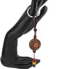 Breloc tibetan rotund cu model Shou, margele rosii galbene albastre, 14cm, imagine 2