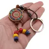 Breloc tibetan rotund cu model Shou, margele rosii galbene albastre, 14cm, imagine 3