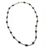 Colier Labradorit sfere 3mm, Granat neuniform 5-8mm si Hematit auriu cuburi 3mm cu bumbi aurii