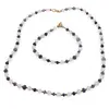 Set bratara si colier Cristal de stanca sfere 6mm si Safir albastru discuri fatetate 4-8mm cu Hematit sfere fatetate 2mm