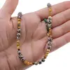 Set bratara si colier Ochi de tigru galben 4mm si Jasp dalmatian sfere 6mm cu elemente din Hematit auriu 3mm, imagine 3