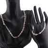 Set bratara si colier Piatra lunii piersica si gri banuti 5-6mm si Piatra Lunii alba sfere 4mm cu steluta din Hematit auriu 6mm, imagine 2
