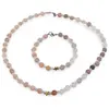 Set bratara si colier Piatra lunii piersica si gri banuti 5-6mm si Piatra Lunii alba sfere 4mm cu steluta din Hematit auriu 6mm