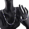 Set bratara si colier Sodalit si Piatra lunii neuniforma 6-8mm cu bumbi argintii, imagine 2