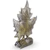 Statueta bufnita argintie pe frunza decorativa, 24cm, imagine 2