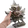 Statueta bufnita argintie pe frunza decorativa, 24cm, imagine 3