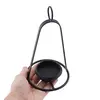 Suport pentru lumanare metalic negru cu agatatoare, 18cm, imagine 3