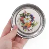 Suport pahar vintage din metal cu insertie flori colorate, 8,5cm, imagine 3