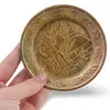 Tava vintage rotunda din alama gravata, model egiptean, 9,5cm, imagine 3