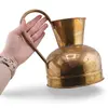 Ulcior vintage din alama cu gat evazat si maner curbat, 21cm, imagine 3