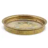 Suport pahar vintage din metal cu broderie florala galbena, 9cm, imagine 2