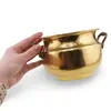 Galeata vintage din alama cu doua manere laterale, 17,5cm, imagine 3