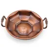Bol vintage din cupru cu doua manere laterale, 27cm, imagine 2