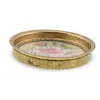 Suport pahar vintage din metal cu broderie florala roz deschis, 9cm, imagine 2