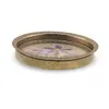 Suport pahar vintage din metal cu broderie florala mov decorativa, 9cm, imagine 2