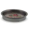 Suport pahar vintage din metal cu broderie florala rosie, 9cm, imagine 2