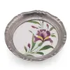 Suport pahar vintage din metal cu insertie decor floare mov, 9,5cm