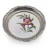 Suport pahar vintage din metal cu insertie floare mov, 9,5cm
