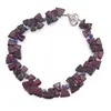 Bratara Granat triunghiuri 5-6mm si Lapis lazuli sfere fatetate 3mm