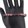Bratara pe elastic Ametist sfere 8mm, bumbi aurii si Rodonit roz sfere 6mm, imagine 2