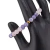 Bratara pe elastic Angelit mov, bumb auriu si Cuart roz sfere 6mm, imagine 2