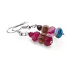 Cercei cu agatatoare Agat multicolor discuri fatetate 8mm si sfere fatetate 4mm, imagine 2
