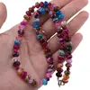 Colier Agat multicolor discuri fatetate 8mm si sfere fatetate 4mm, imagine 4