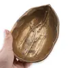 Tava vintage din alama in forma de frunza, 18cm, imagine 3
