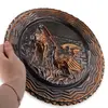 Tablou vintage din cupru gravata, model pasari in relief, 29cm, imagine 3