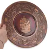 Tablou vintage din cupru gravata, model corabie si motive florale, 30cm, imagine 3