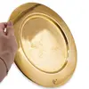 Tava vintage rotunda din alama simpla, margine clasica, 30cm, imagine 3