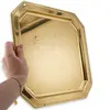 Tava vintage patrata din alama cu margine ornamentala, 33cm, imagine 3