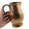 Ulcior vintage din cupru cu flori gravate, 16cm, imagine 3
