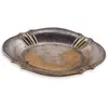 Tava vintage din metal argintiu cu margine decorata, 28cm