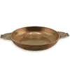Tava vintage din alama cu doua manere ornamentale, 19cm, imagine 2