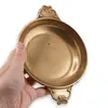 Tava vintage din alama cu doua manere ornamentale, 19cm, imagine 3