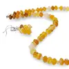 Set Cercei cu agatatoare si Colier din Agat galben discuri fatetate 8mm si discuri fatetate 4mm, imagine 2