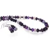 Set Cercei cu agatatoare si Colier din Agat mov discuri fatetate 8mm si sfere 4mm, imagine 2