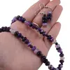 Set Cercei cu agatatoare si Colier din Agat mov discuri fatetate 8mm si sfere 4mm, imagine 4